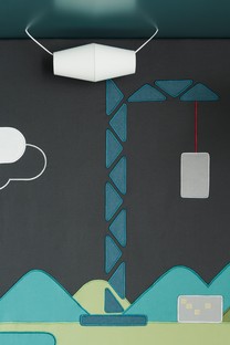 Devoto created a bedroom with a miniature crane 
