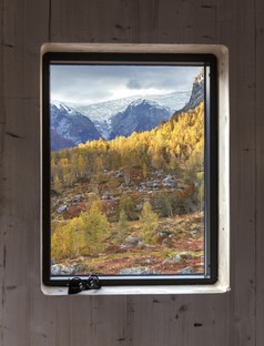 Snøhetta Tungestølen hiking cabins on Jostedalsbreen glacier in Norway
