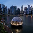Foster and Partners designs the Apple Marina Bay Sands in Singapore, a store floating on water
