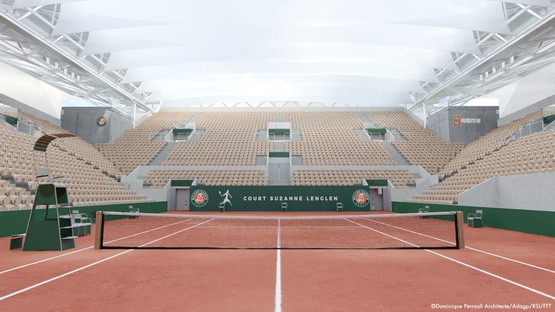 Dominique Perrault’s roof over Suzanne Lenglen Tennis Court at Stade Roland Garros in Paris
