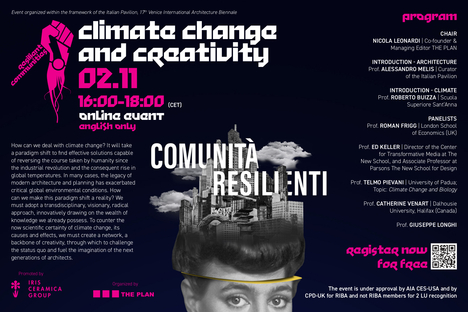 Climate change and creativity webinar at Resilient Communities, Biennale di Venezia
