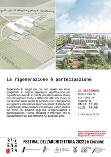 Regeneration is participation, two virtuous examples presented at the conference of the Order of Architects of Parma
