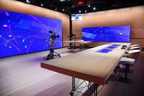 Renzo Piano and Alvisi Kirimoto Interiors of Rai News 24 television studios 

