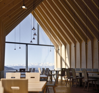 Oberholz mountain hut restaurant in South Tyrol, Peter Pichler and Pavol Mikolajcak