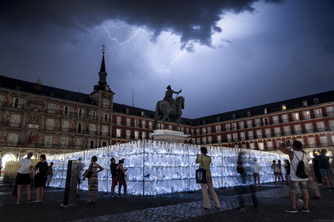 PlasticWaste Labyrinth by LuzInterruptus in Plaza Mayor, Madrid