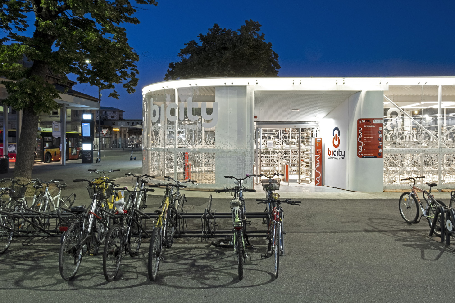 Studio Capitanio Architetti designs glowing bicycle station in