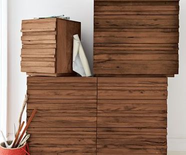 Stria, a wooden chest of drawers made of reclaimed railway wood