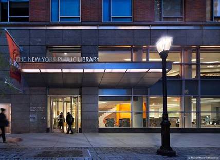 New York Public Library, Battery Park City Branch, designed by 1100:architect is about to be LEED Gold certified and has been presented with a 2012 Interiors Award for public spaces
