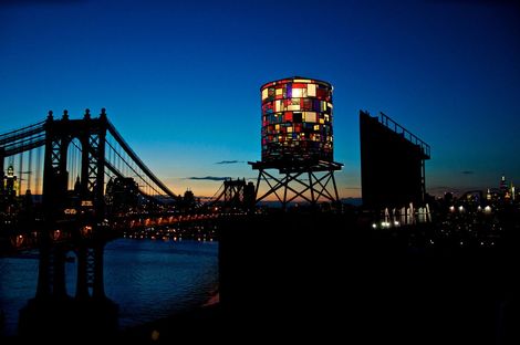 Watertower in Brooklyn. Installation by Tom Fruin.

