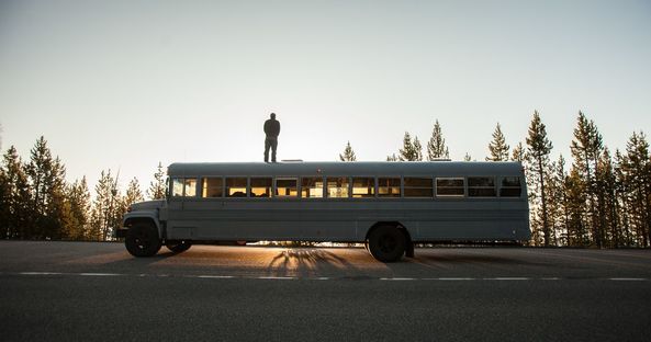 A mobile home. Hank bought a bus.
