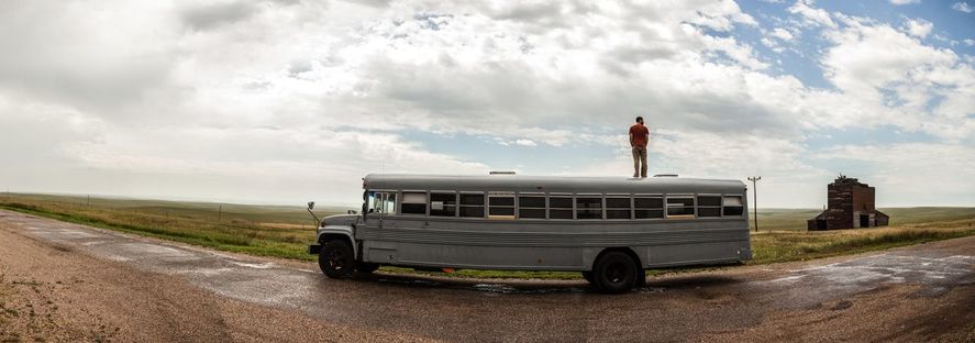 A mobile home. Hank bought a bus.
