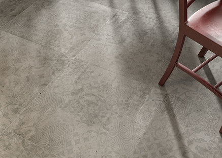 Porcelain floor and wall coverings summing up the familiar atmospheres of everyday life
