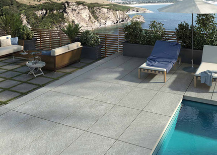 Porcelaingres outdoor surface coverings: stone, cement and wood effects 
