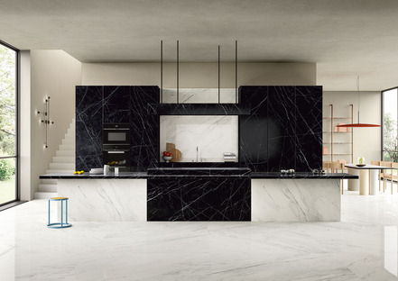 Noir and Dark Marquina: SapienStone’s dark kitchen countertops
