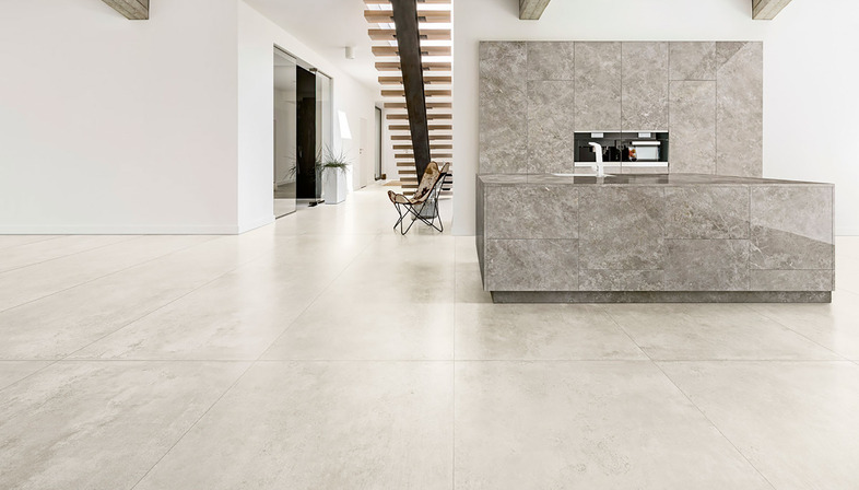 CON.CREA. concrete and resin-effect tiles for contemporary, minimalist style
