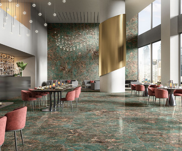 From natural stone to high-tech ceramics: the timeless look of Amazonite and Emperador
