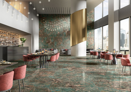 From natural stone to high-tech ceramics: the timeless look of Amazonite and Emperador
