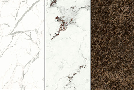 New light and dark Ultra Ariostea marbles for refined, luminous atmospheres
