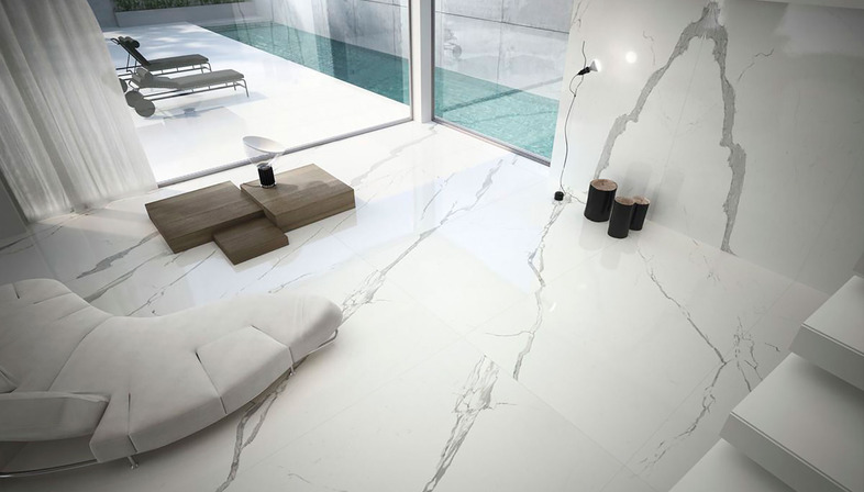 Ariostea white marble: high-tech ceramic for coverings and furnishings

