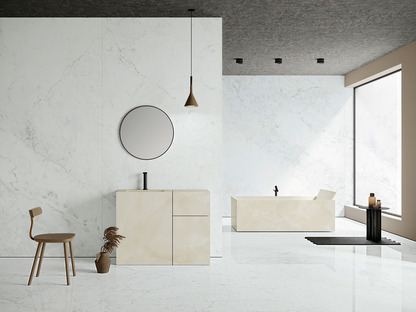 Ariostea white marble: high-tech ceramic for coverings and furnishings
