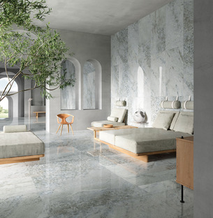 Crystal Dark, Grey and Sky: the refined elegance of new Ariostea marbles
