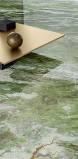 Green, the trendy colour for surface coverings and furnishings, with all the fascination of Fiandre marbles
