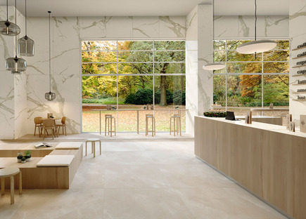 Atmospheres of harmony and beauty: Great Elite and Great One marble-effect ceramics
