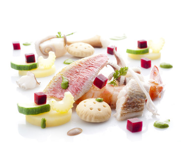 The ingredients in a refined, elegant dish: “Cappon magro” 
