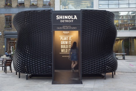
	“The Bolt” skin-like wooden pavilion for Shinola by Giles Miller Studio


