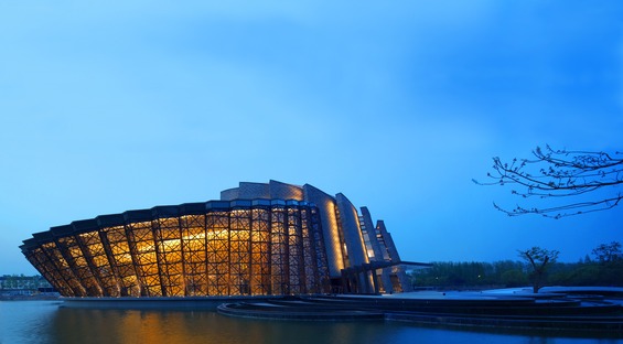 The brickwork, steel and glass Wuzhen Theatre by Kris Yao
