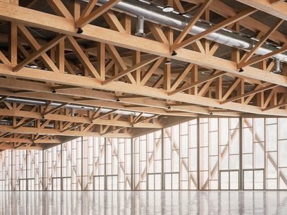 Congress centre in Agordo with a glulam frame and cross-bracing elements
