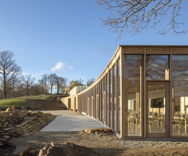 Layered concrete and wood for the Yorkshire Sculpture Park by Feilden Fowles Architects
