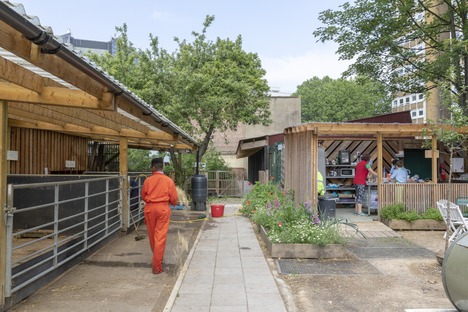 Waterloo City Farm, a Feilden Fowles project made of timber and sheet metal 
