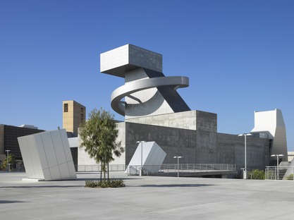 Los Angeles: steel and concrete chess pieces for High School #9 designed by Coop Himmelb(l)au
